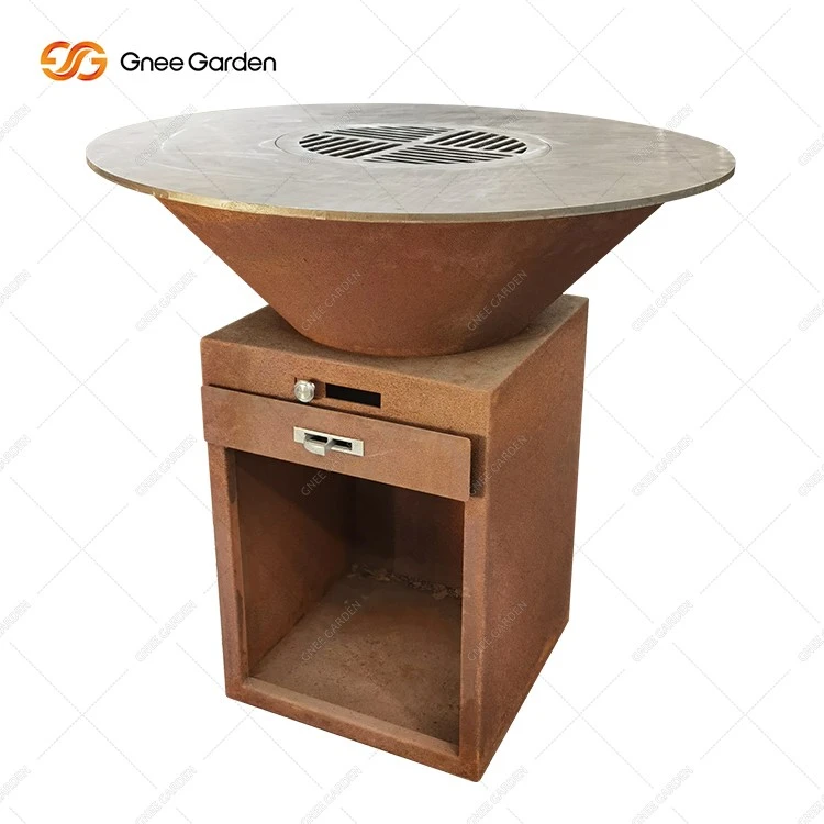 Corten Steel Outdoor Kitchen Barbecue Plancha Grill suppliers