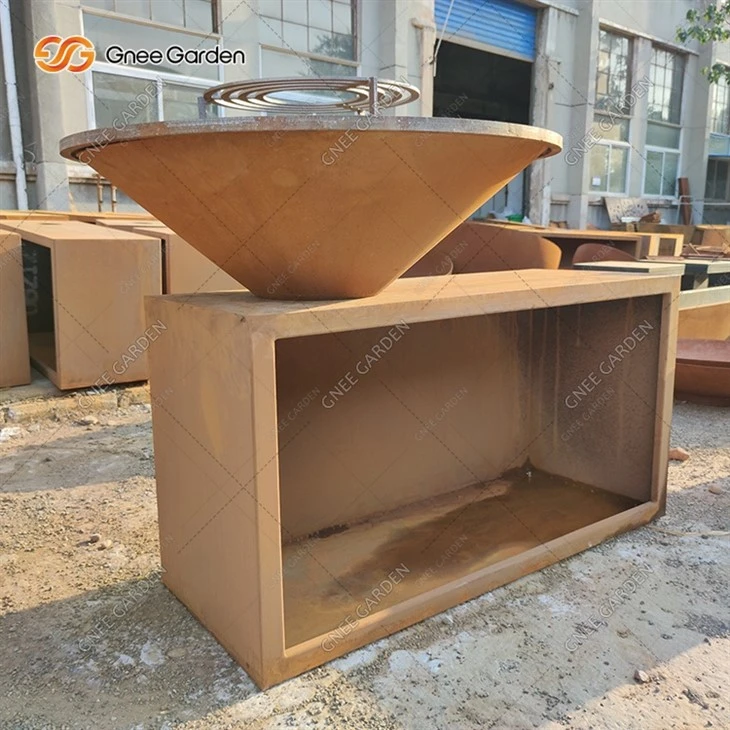 Corten Steel Qutdoor מטבח ברביקיו אש בור גריל